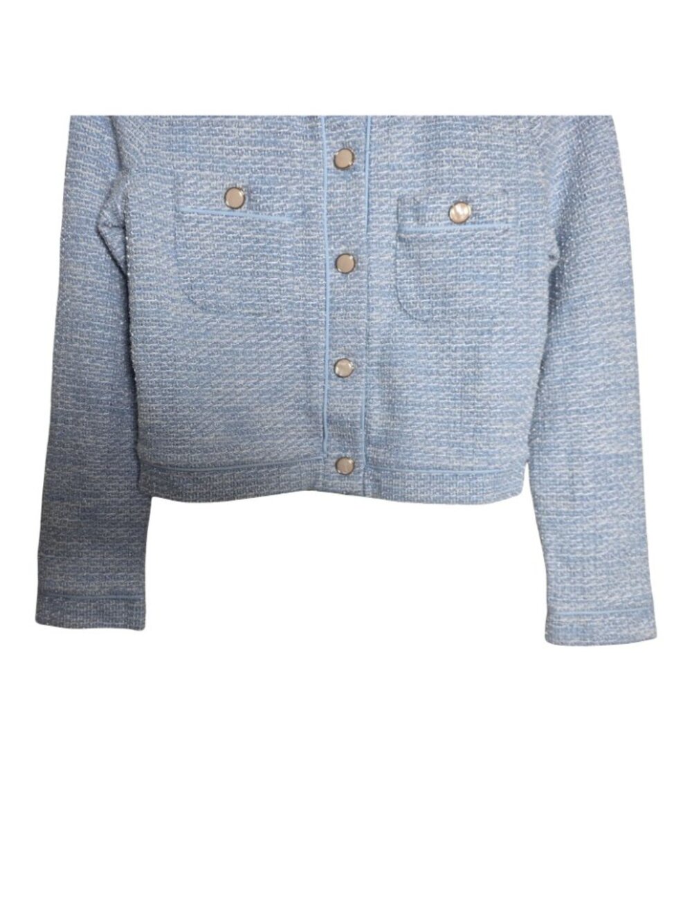 Women's - Antonio Melani Blue Knit Jacket, Size Small - Picture 4 of 8